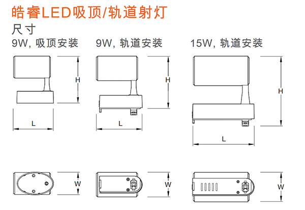 皓睿LED吸顶轨道射灯(图5)