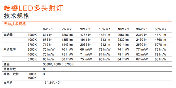 皓睿LED多头射灯(图2)